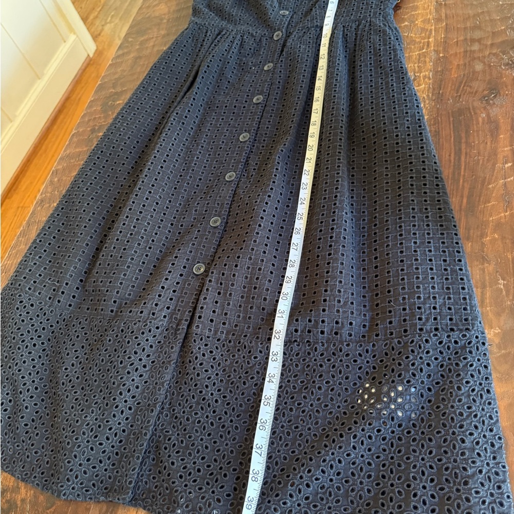 J. Crew Black Eyelet Sleeveless Midi Dress Adjustable Straps 8 - Picture 11 of 11